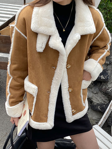 Airchics manteau aviateur doublé polaire boutonnage avec poches femme mode hiver